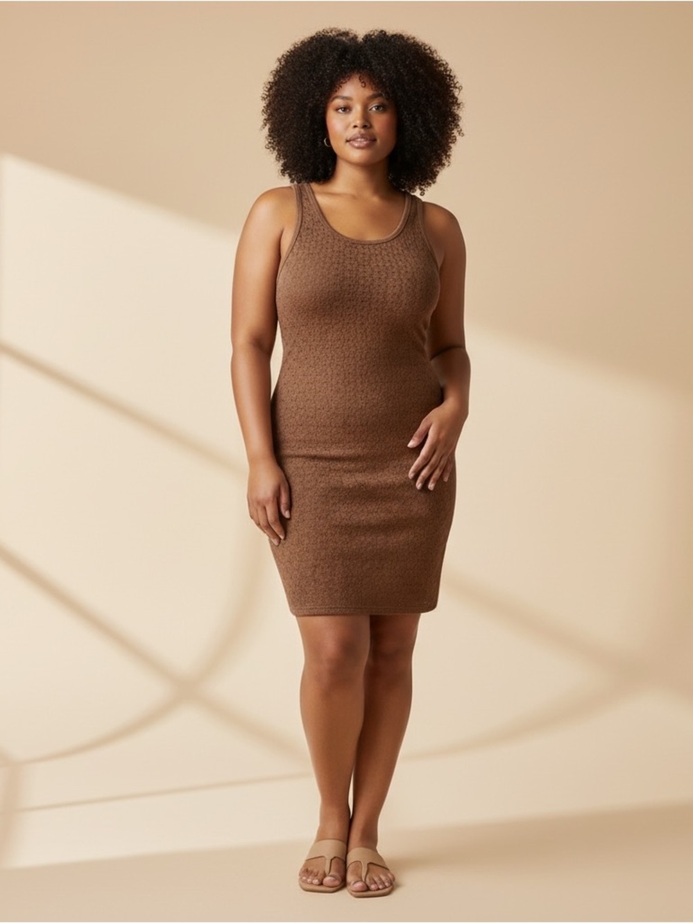Swim System Sleeveless Brown Knit Coverup Dress - Women Swim Coverup NWT Size XL